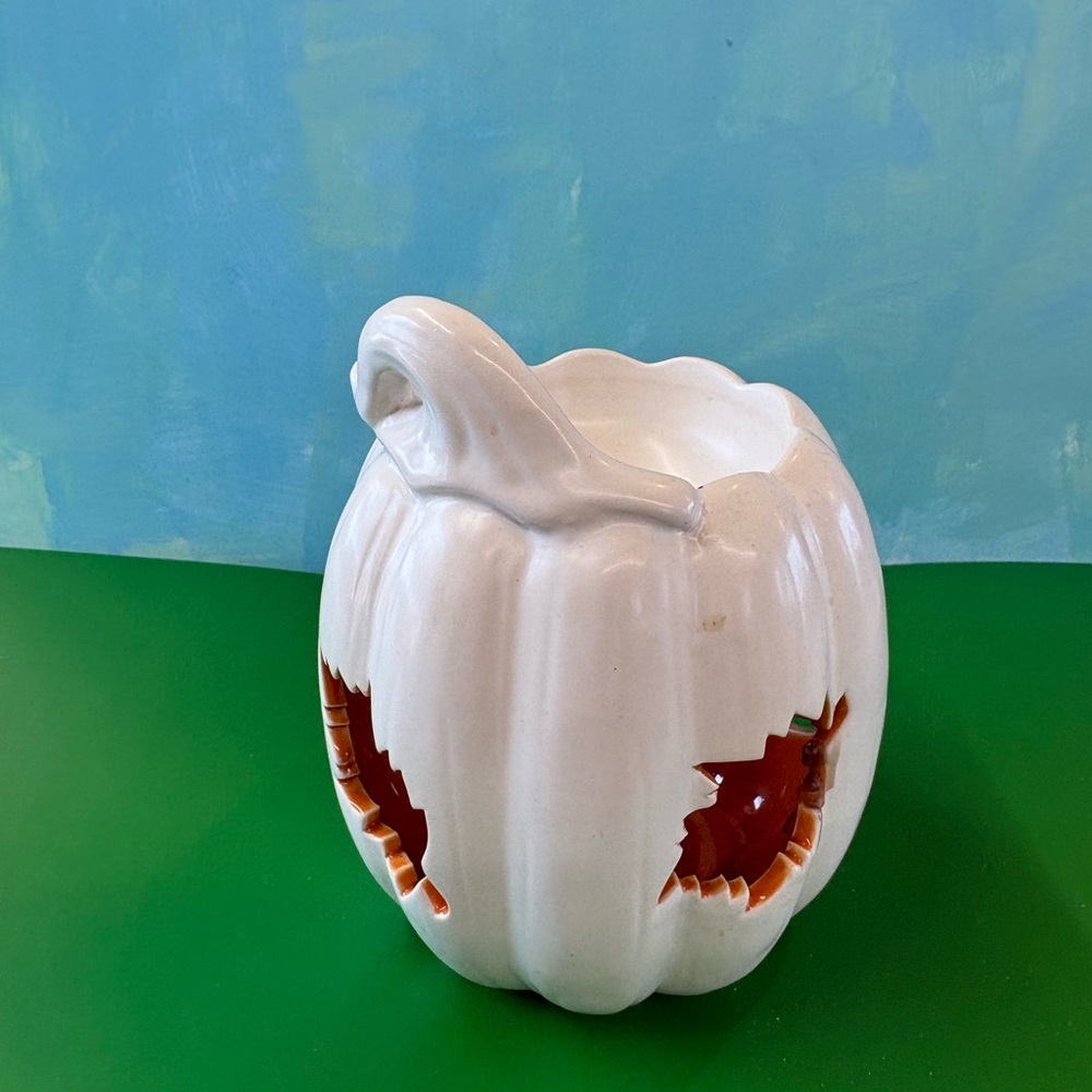 PartyLite White Ceramic Pumpkin Decor For Wax Melts